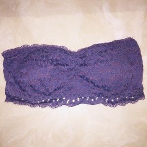 M strapless bra (purple flower lace)